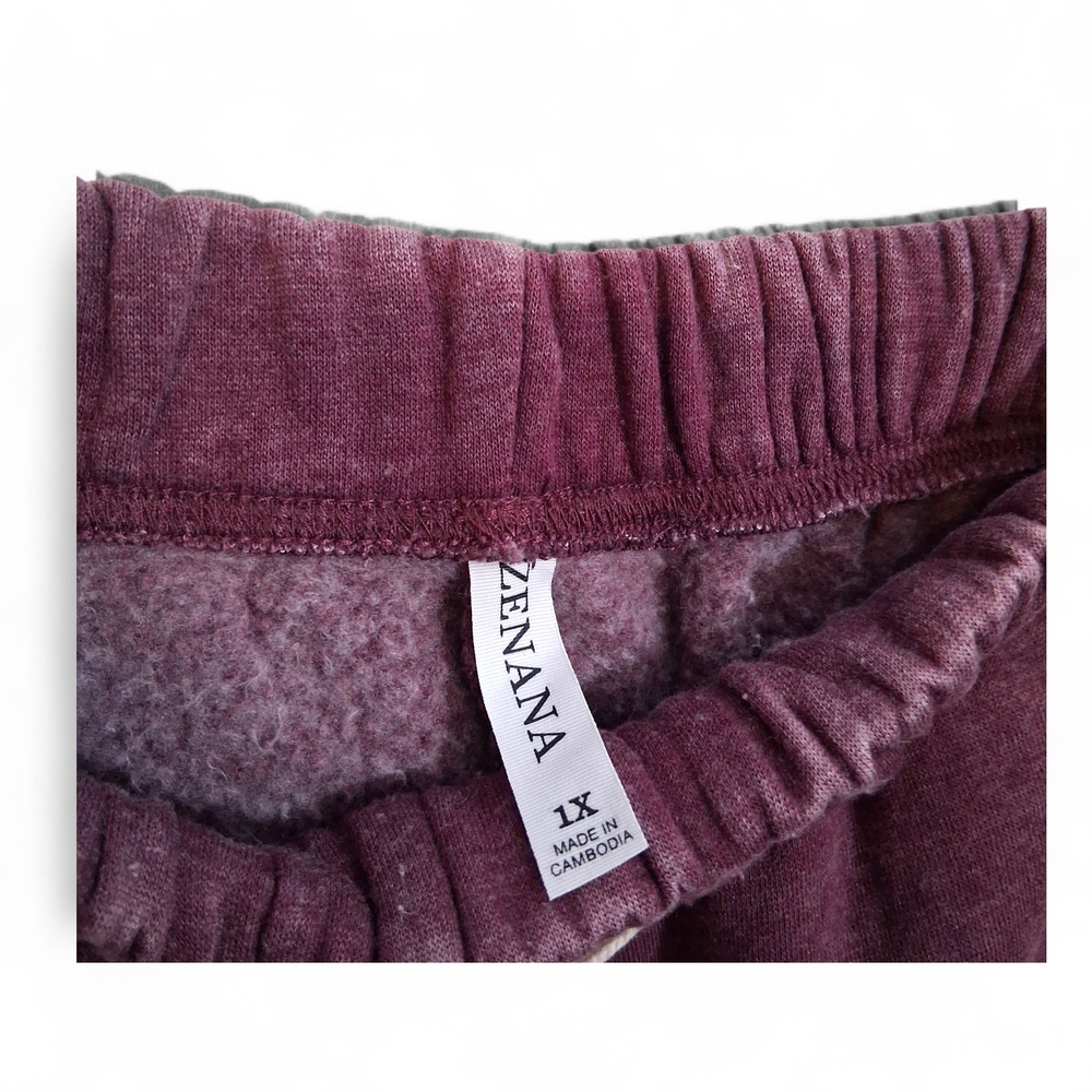 Zenana Outfitters Acid Wash Purple Fleece Lined Jogger Womens 1X Womens joggers - Picture 5 of 9